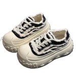 画像1: Platform fringe lace-up canvas sneakers 厚底 プラットフォームボリューム フリンジキャンバスレースアップスニーカー (1)