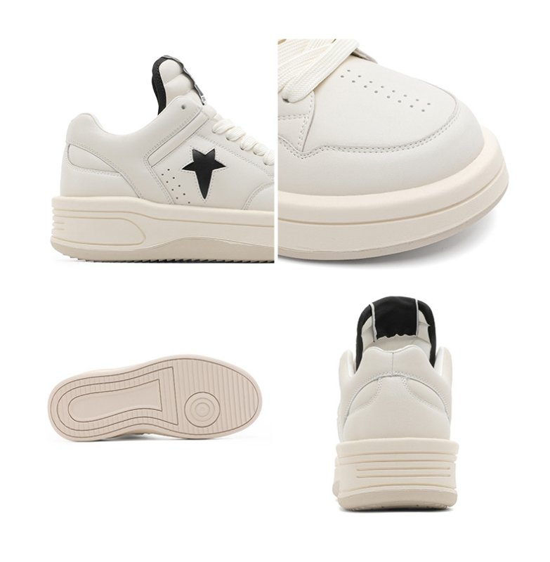 画像3: Unisex RO style high-cut leather lace-up sneakers Shoes　 ユニセックス男女兼用RO厚底プラットフォームレザーハイカットレースアップ スニーカーカジュアルシューズ (3)