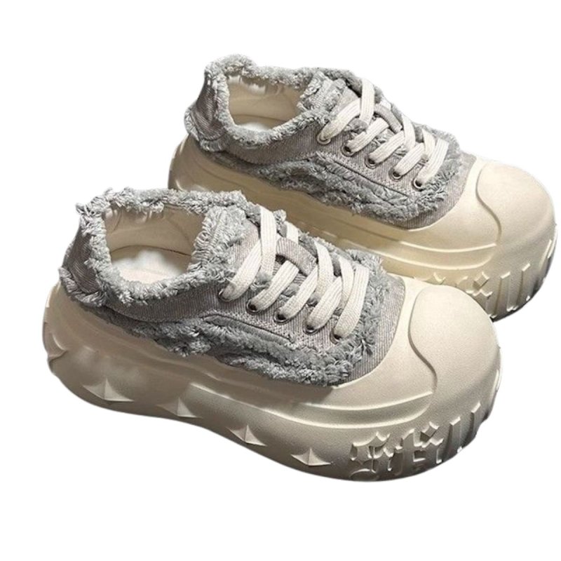 画像4: Platform fringe lace-up canvas sneakers 厚底 プラットフォームボリューム フリンジキャンバスレースアップスニーカー (4)