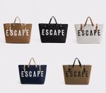 画像12: ESCAPE logo leather handle & canvas large capacity tote shoulder bag 　ユニセックス男女兼用ESCAPEロゴレザーハンドル＆キャンバス ラージキャパシティートートショルダートラベルバッグ (12)