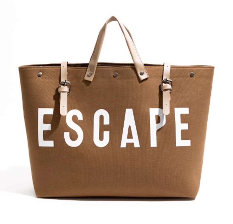 画像3: ESCAPE logo leather handle & canvas large capacity tote shoulder bag 　ユニセックス男女兼用ESCAPEロゴレザーハンドル＆キャンバス ラージキャパシティートートショルダートラベルバッグ (3)
