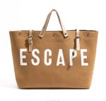 画像1: ESCAPE logo leather handle & canvas large capacity tote shoulder bag 　ユニセックス男女兼用ESCAPEロゴレザーハンドル＆キャンバス ラージキャパシティートートショルダートラベルバッグ (1)