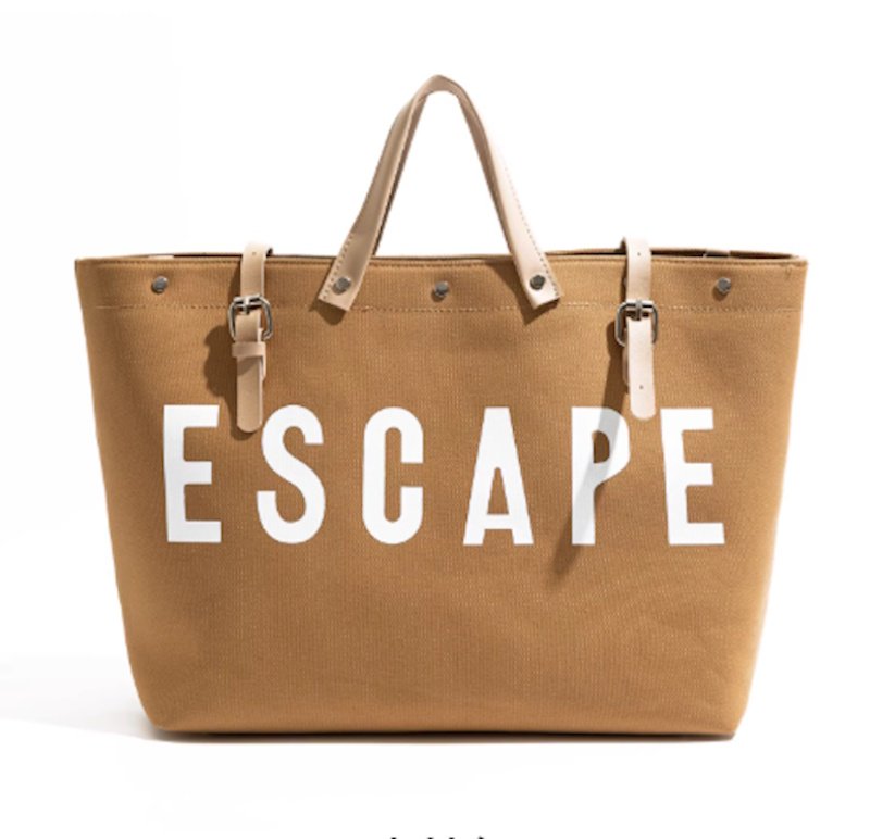 画像1: ESCAPE logo leather handle & canvas large capacity tote shoulder bag 　ユニセックス男女兼用ESCAPEロゴレザーハンドル＆キャンバス ラージキャパシティートートショルダートラベルバッグ (1)