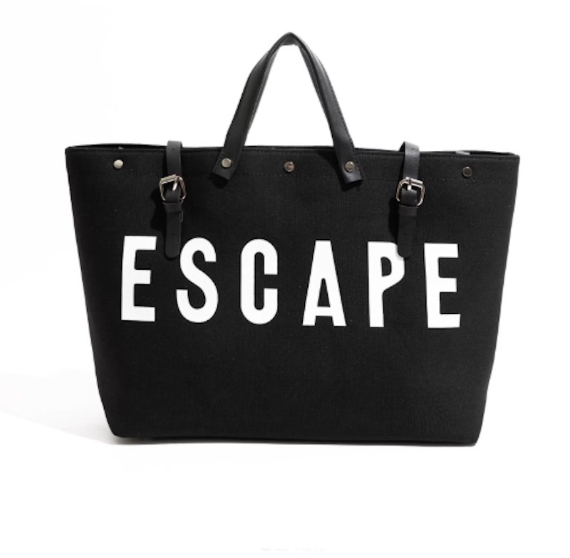 画像5: ESCAPE logo leather handle & canvas large capacity tote shoulder bag 　ユニセックス男女兼用ESCAPEロゴレザーハンドル＆キャンバス ラージキャパシティートートショルダートラベルバッグ (5)