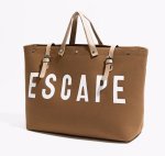画像7: ESCAPE logo leather handle & canvas large capacity tote shoulder bag 　ユニセックス男女兼用ESCAPEロゴレザーハンドル＆キャンバス ラージキャパシティートートショルダートラベルバッグ (7)