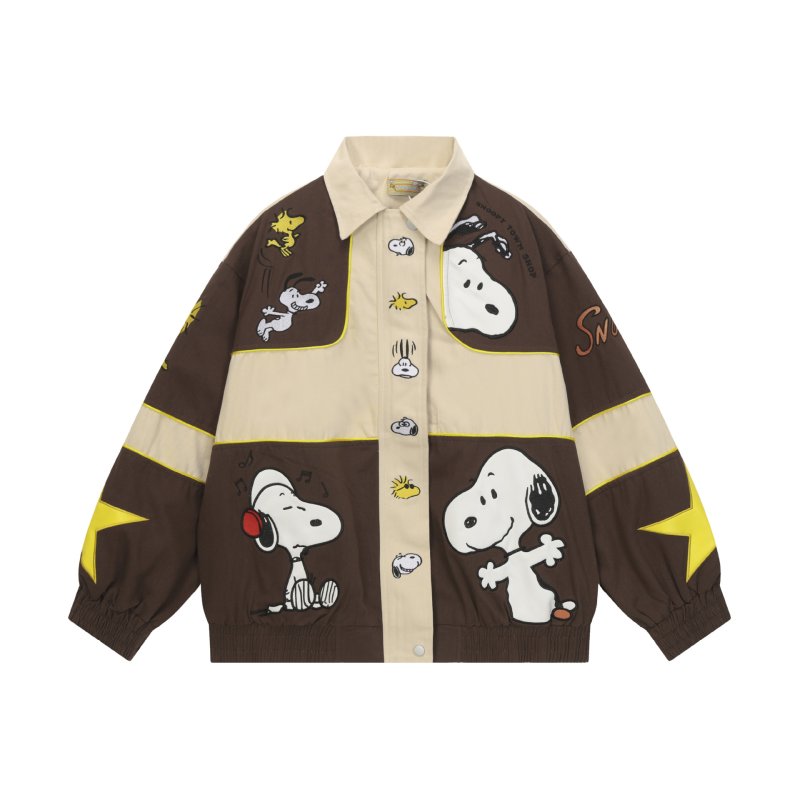 画像2: 26 Snoopy baseball embroidery Jumper stadium jacket ユニセックス 男女兼用 スヌーピー 刺繍 スタジャン ジャケット MA1 ブルゾン　 (2)