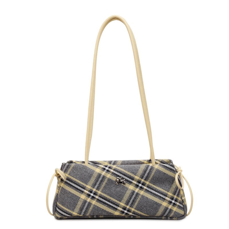 画像2: Checkered Horizontal Tote Shoulder Underarm Bag　チェック柄スタイリッシュ横長トートショルダーアンダーアームバッグ (2)
