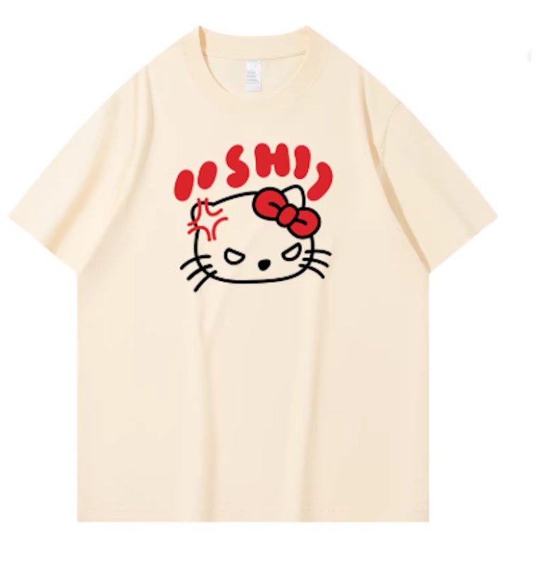 画像3: Parody Aglee Kitty short sleeve T-shirt   あ Kitty short sleeve T-shirt    アングリーキティパロディープリント 半袖Tシャツ  男女兼用 ユニセックス (3)