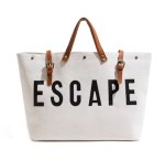 画像2: ESCAPE logo leather handle & canvas large capacity tote shoulder bag 　ユニセックス男女兼用ESCAPEロゴレザーハンドル＆キャンバス ラージキャパシティートートショルダートラベルバッグ (2)