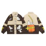 画像1: 26 Snoopy baseball embroidery Jumper stadium jacket ユニセックス 男女兼用 スヌーピー 刺繍 スタジャン ジャケット MA1 ブルゾン　 (1)