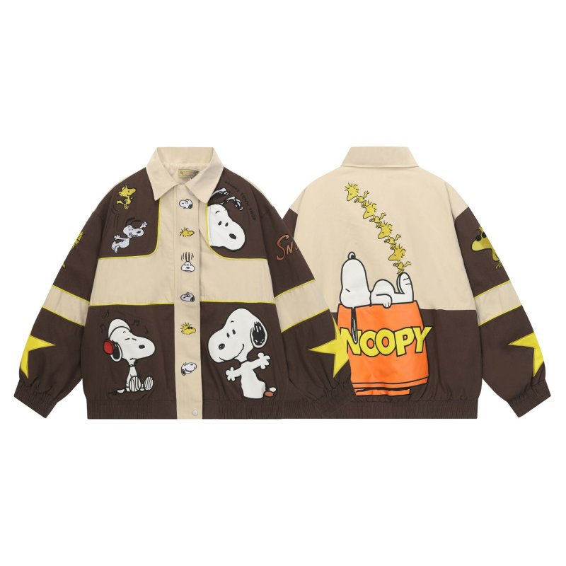 画像1: 26 Snoopy baseball embroidery Jumper stadium jacket ユニセックス 男女兼用 スヌーピー 刺繍 スタジャン ジャケット MA1 ブルゾン　 (1)