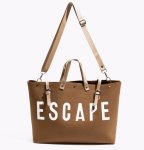 画像14: ESCAPE logo leather handle & canvas large capacity tote shoulder bag 　ユニセックス男女兼用ESCAPEロゴレザーハンドル＆キャンバス ラージキャパシティートートショルダートラベルバッグ (14)
