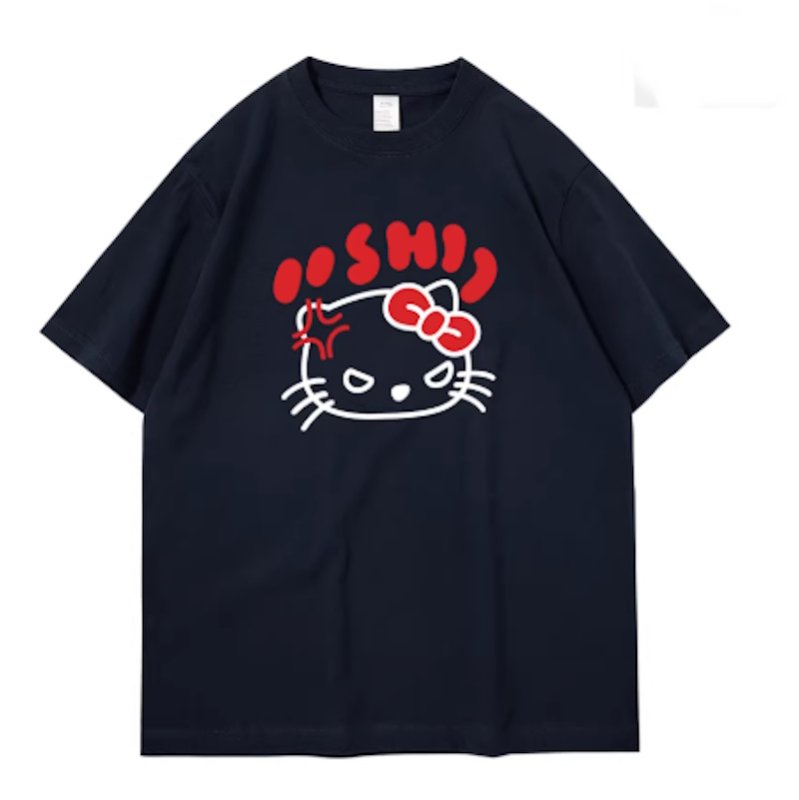 画像2: Parody Aglee Kitty short sleeve T-shirt   あ Kitty short sleeve T-shirt    アングリーキティパロディープリント 半袖Tシャツ  男女兼用 ユニセックス (2)