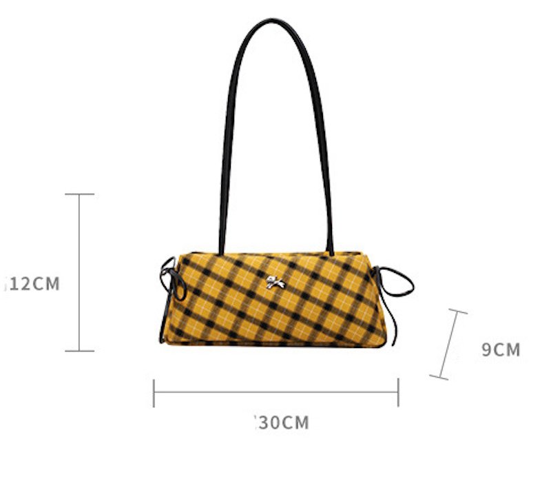 画像3: Checkered Horizontal Tote Shoulder Underarm Bag　チェック柄スタイリッシュ横長トートショルダーアンダーアームバッグ (3)
