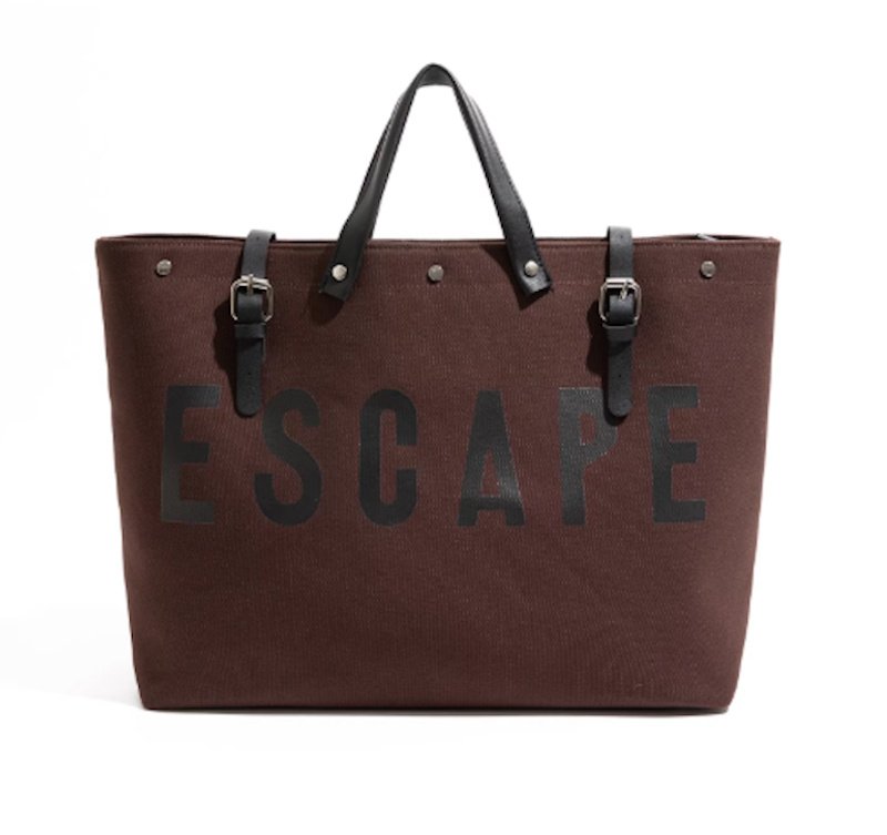 画像17: ESCAPE logo leather handle & canvas large capacity tote shoulder bag 　ユニセックス男女兼用ESCAPEロゴレザーハンドル＆キャンバス ラージキャパシティートートショルダートラベルバッグ (17)