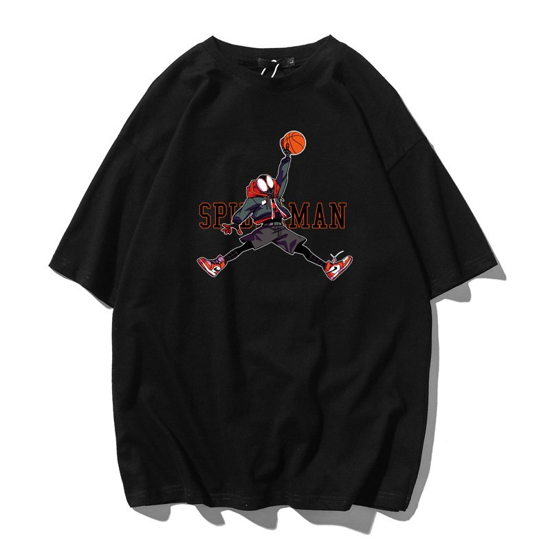 画像2: Spider-Man x Basketball Print Short Sleeve T-Shirt  　ユニセックス 男女兼用スパイダーマン×バスケットボールプリント 半袖 Tシャツ (2)