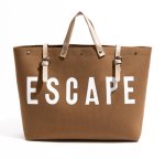 画像16: ESCAPE logo leather handle & canvas large capacity tote shoulder bag 　ユニセックス男女兼用ESCAPEロゴレザーハンドル＆キャンバス ラージキャパシティートートショルダートラベルバッグ (16)
