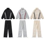 画像4: 3-Line Stand Collar Zip-Up Tracksuit  jacket and pants set 　3ラインスタンドカラージップアップ トラックスーツ セットアップ ユニセックス 男女兼用 ジャケット ＆パンツ上下セット (4)