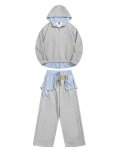 画像1: Hoodie & gathered frill pants sweatsuit set　フーディ＆ギャザーフリルパンツスウェットセットアップ 上下 (1)