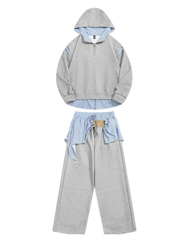 画像1: Hoodie & gathered frill pants sweatsuit set　フーディ＆ギャザーフリルパンツスウェットセットアップ 上下 (1)