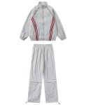 画像1: 3-Line Stand Collar Zip-Up Tracksuit  jacket and pants set 　3ラインスタンドカラージップアップ トラックスーツ セットアップ ユニセックス 男女兼用 ジャケット ＆パンツ上下セット (1)