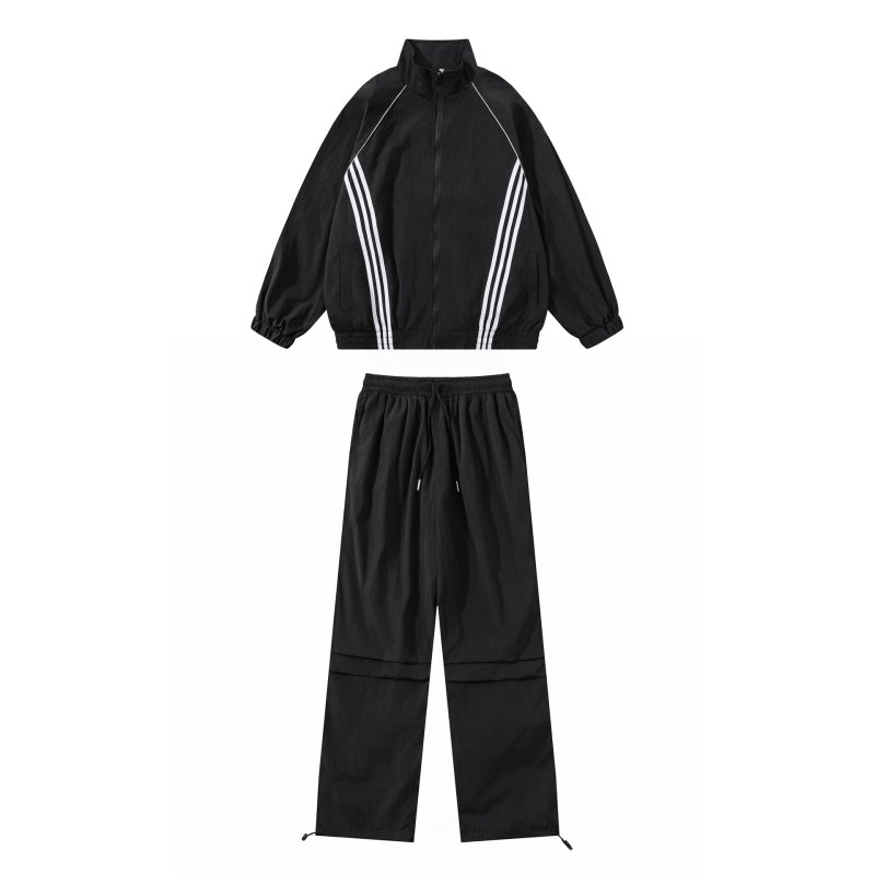 画像3: 3-Line Stand Collar Zip-Up Tracksuit  jacket and pants set 　3ラインスタンドカラージップアップ トラックスーツ セットアップ ユニセックス 男女兼用 ジャケット ＆パンツ上下セット (3)