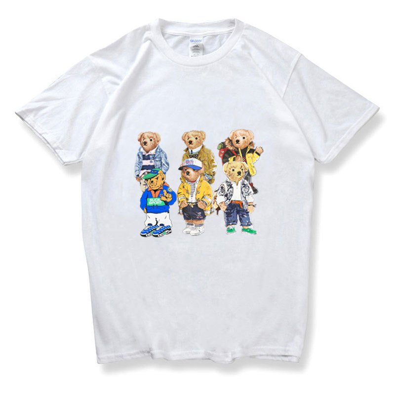 画像1: Sporty Teddy Bear  Print Short Sleeve T-Shirt  　ユニセックス 男女兼用スポーツテイストテディーベアプリント 半袖 Tシャツ (1)