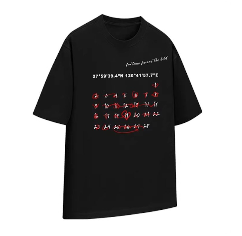 画像2: TWOEX2 Coordinate Calendar  Print Short Sleeve T-Shirt  　ユニセックス 男女兼用TWOEX2 座標カレンダープリント 半袖 Tシャツ (2)