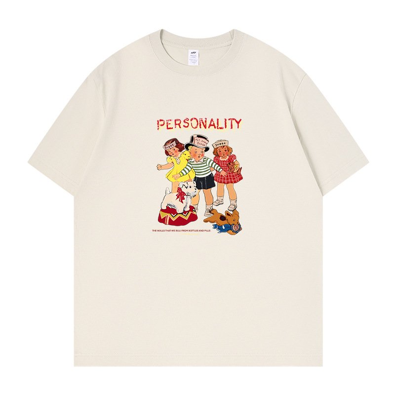 画像2: Unisex  American nostalgic PERSONALITY Logo pop girl & boyT-shirt  男女兼用 ユニセックス アメリカンノスタルジックポップガール＆ボーイ Tシャツ (2)