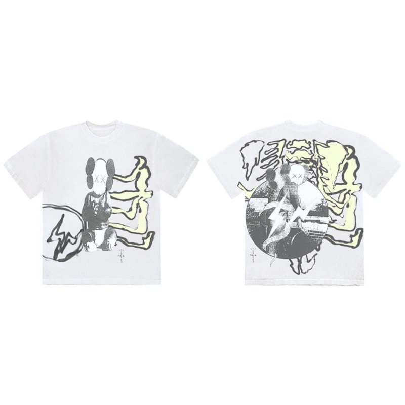 画像2: TRAVIS SCOTT CACTUS JACK KAWS lightning joint round neck short Sleeve t-shirt ユニセックス 男女兼用カクタスジャック カウズ Tシャツ (2)