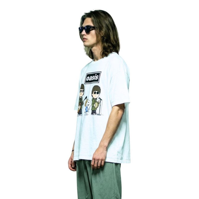 画像3: Unisex Oasis x Dog Beagle Vintage Style T-Shirt  オアシス ビーグル　ヴィンテージスタイル 古着風 ヴィンテージ風 プリント 半袖ラウンドネック Tシャツ ユニセックス 男女兼用 バンドT (3)