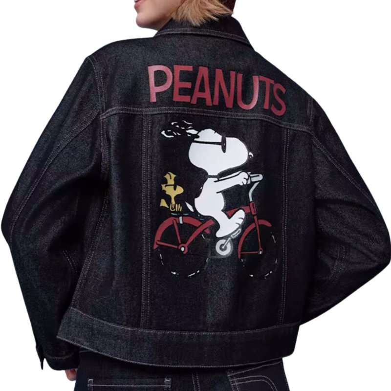 画像1: Cycling Snoopy & Woodstock Denim Jacket　サイクリングスヌーピー＆ウッドストックデニムショート丈Gジャンジャケット (1)