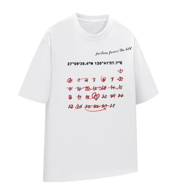 画像1: TWOEX2 Coordinate Calendar  Print Short Sleeve T-Shirt  　ユニセックス 男女兼用TWOEX2 座標カレンダープリント 半袖 Tシャツ (1)