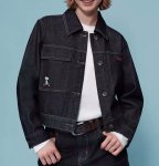 画像4: Cycling Snoopy & Woodstock Denim Jacket　サイクリングスヌーピー＆ウッドストックデニムショート丈Gジャンジャケット (4)