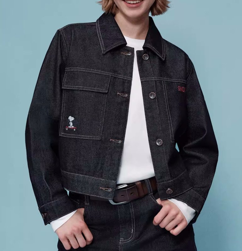 画像4: Cycling Snoopy & Woodstock Denim Jacket　サイクリングスヌーピー＆ウッドストックデニムショート丈Gジャンジャケット (4)