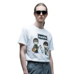 画像1: Unisex Oasis x Dog Beagle Vintage Style T-Shirt  オアシス ビーグル　ヴィンテージスタイル 古着風 ヴィンテージ風 プリント 半袖ラウンドネック Tシャツ ユニセックス 男女兼用 バンドT (1)