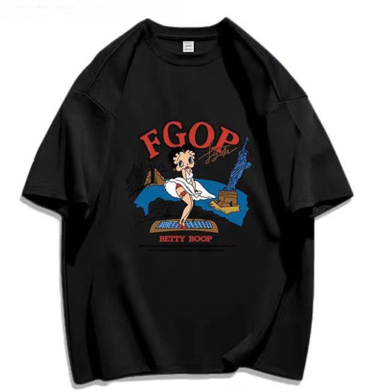 画像2: Unisex FGOP Betty Boop Print Short-Sleeve T-Shirt   男女兼用 ユニセックス FGOPベティ.ブーププリント半袖Tシャツ (2)