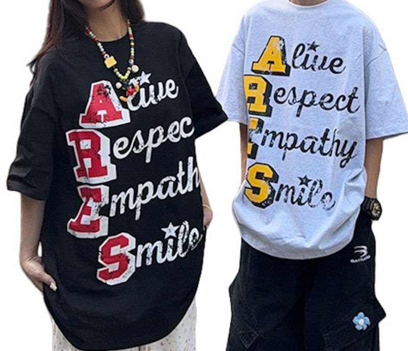 画像7: Unisex Alphabet logo print vintage style T-shirt  男女兼用 ユニセックス アルファベットロゴプリントヴィンテージスタイル半袖 Tシャツ (7)