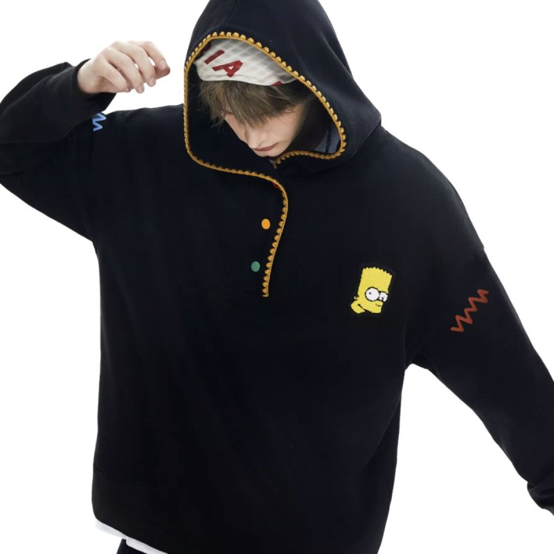 画像4: The Simpsons Bart Simpson Embroidery Hoodie 男女兼用 ユニセックス ザ・シンプソンズ バートシンプソン 刺繍入り オーバーサイズ パーカー (4)