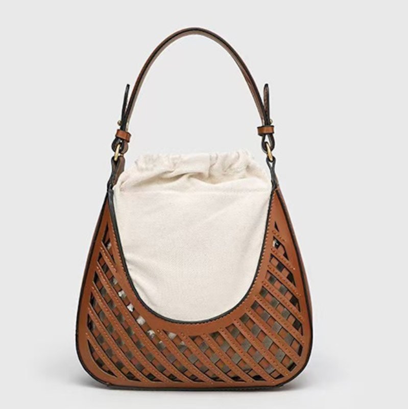 画像5: Single Shoulder Leather & Cross Tote Bucket Bag　 シングルショルダーレザー＆クロストートショルダーバケットバッグ (5)