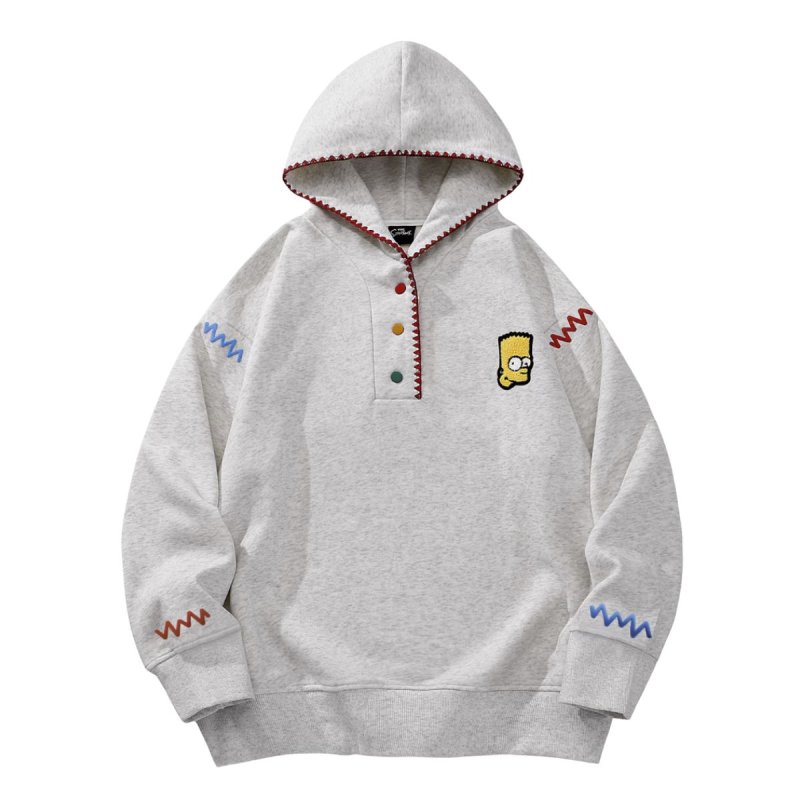 画像1: The Simpsons Bart Simpson Embroidery Hoodie 男女兼用 ユニセックス ザ・シンプソンズ バートシンプソン 刺繍入り オーバーサイズ パーカー (1)