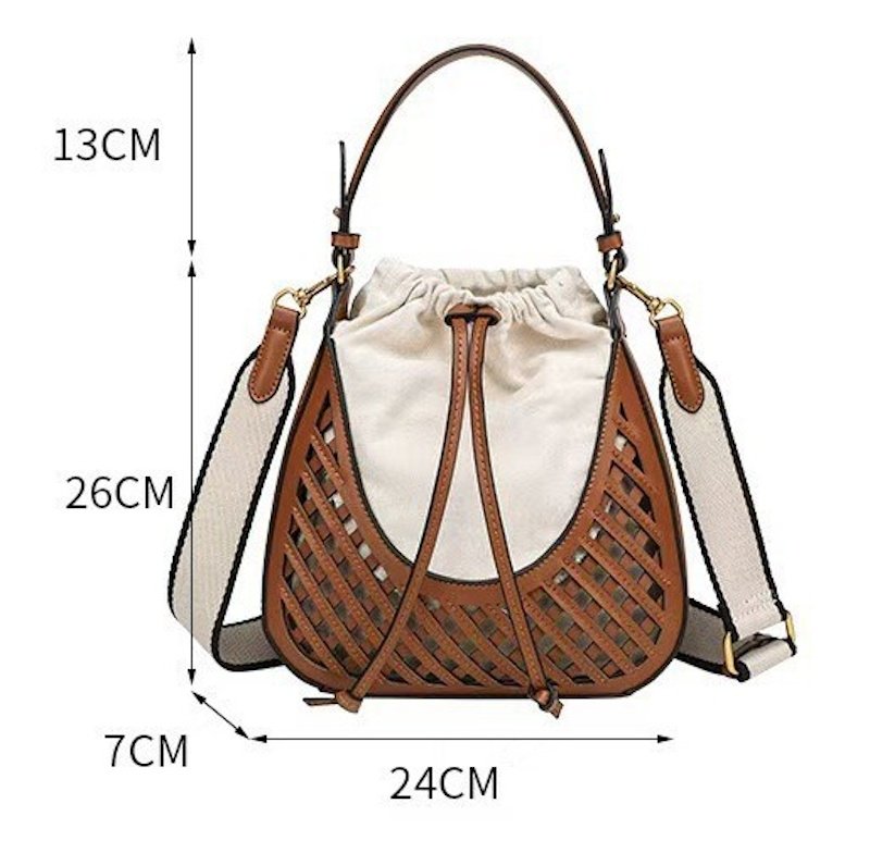 画像8: Single Shoulder Leather & Cross Tote Bucket Bag　 シングルショルダーレザー＆クロストートショルダーバケットバッグ (8)