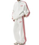 画像1: Unisex 3-line zip-up stand collar set-up Jacket and Pants Set　3ラインジップアップスタンドカラートラックスーツ セットアップ  ジャージ上下 ＆パンツセット (1)