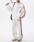 画像6: Unisex 3-line zip-up stand collar set-up Jacket and Pants Set　3ラインジップアップスタンドカラートラックスーツ セットアップ  ジャージ上下 ＆パンツセット (6)