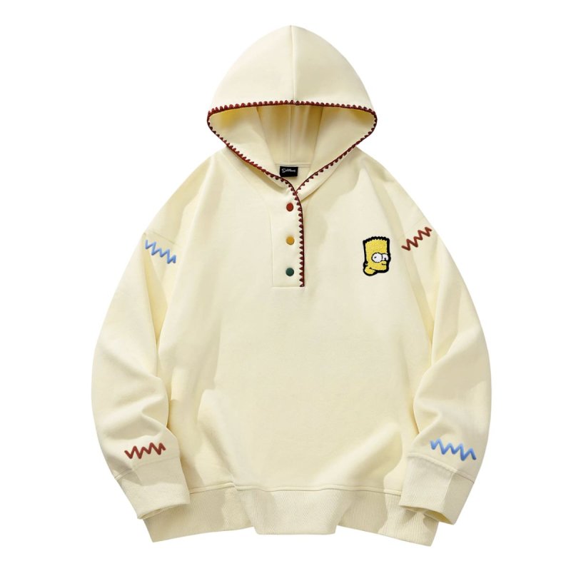 画像2: The Simpsons Bart Simpson Embroidery Hoodie 男女兼用 ユニセックス ザ・シンプソンズ バートシンプソン 刺繍入り オーバーサイズ パーカー (2)