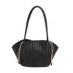 画像3: Leather woven fan-shaped shoulder tote underarm bag　 レザー編み込みファンシェイプドトートショルダーバッグ (3)