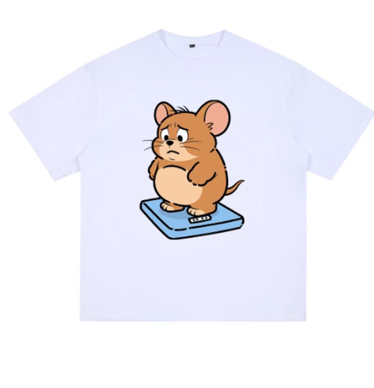 画像2: Unisex Fat Tom and Jerry prints T-shirt  男女兼用 ファットトムとジェリーユニセックスプリント 半袖 Tシャツ (2)