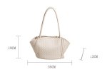 画像8: Leather woven fan-shaped shoulder tote underarm bag　 レザー編み込みファンシェイプドトートショルダーバッグ (8)