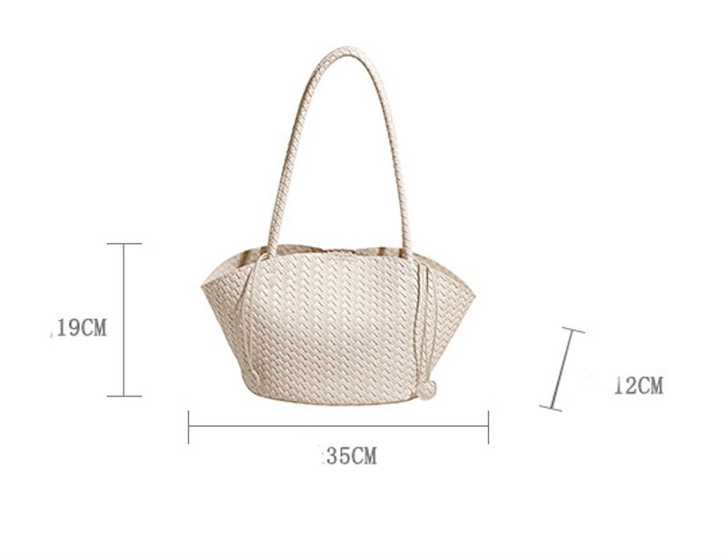 画像8: Leather woven fan-shaped shoulder tote underarm bag　 レザー編み込みファンシェイプドトートショルダーバッグ (8)