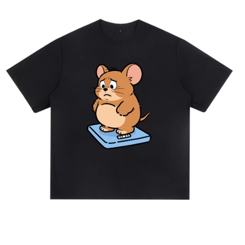 画像1: Unisex Fat Tom and Jerry prints T-shirt  男女兼用 ファットトムとジェリーユニセックスプリント 半袖 Tシャツ (1)